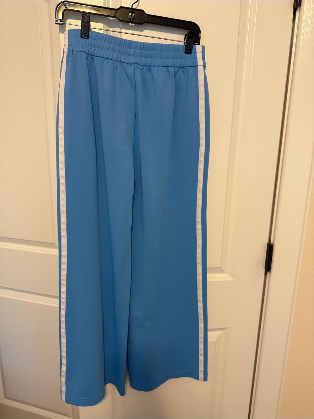 Light Blue women’s Track Pants with White Side Stripes - Picture 2 of 4